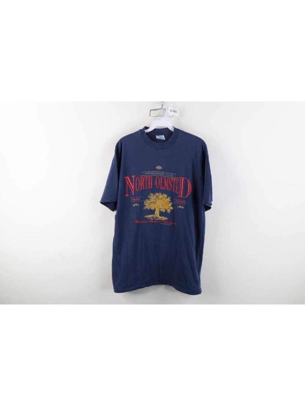 Vintage 90s Mens Large Distressed North Olmsted Ohio Tree Short Sleeve T-Shirt